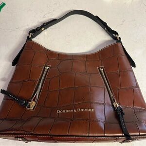 Crocodile embossed shoulder bag